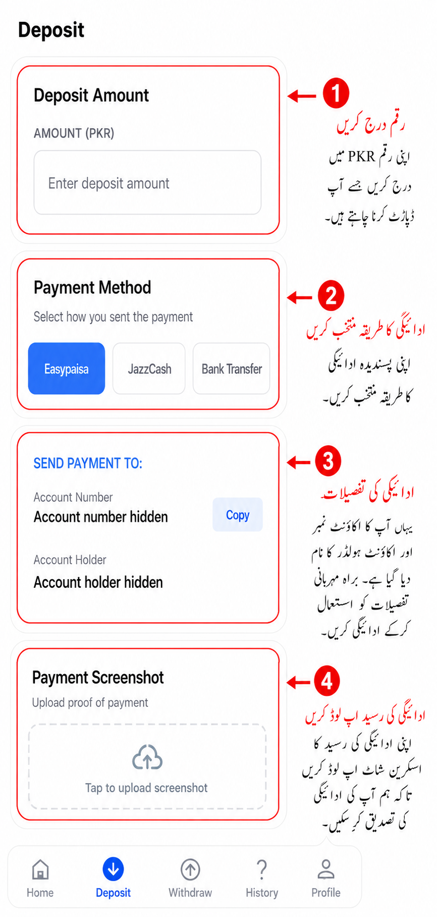 BetPro App deposit screen