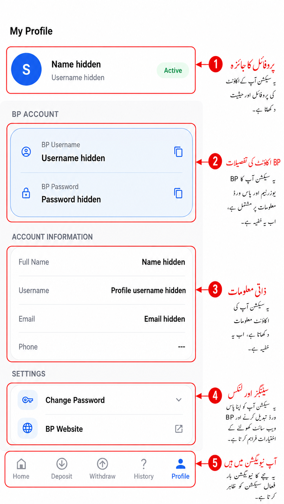 BetPro App profile screen