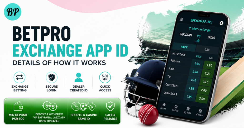 BetPro Exchange App ID – Complete details of how the BetPro Exchange app works for cricket betting and instant ID activation in Pakistan